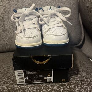Jordan Kids' White and Navy Sneakers